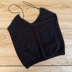Free People Black and Blue Fitted Crop Camisole